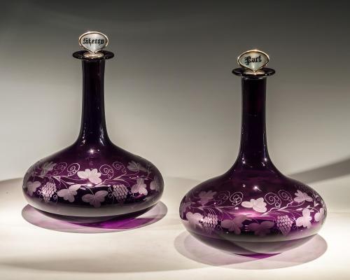 Amethyst Port and Sherry Decanters